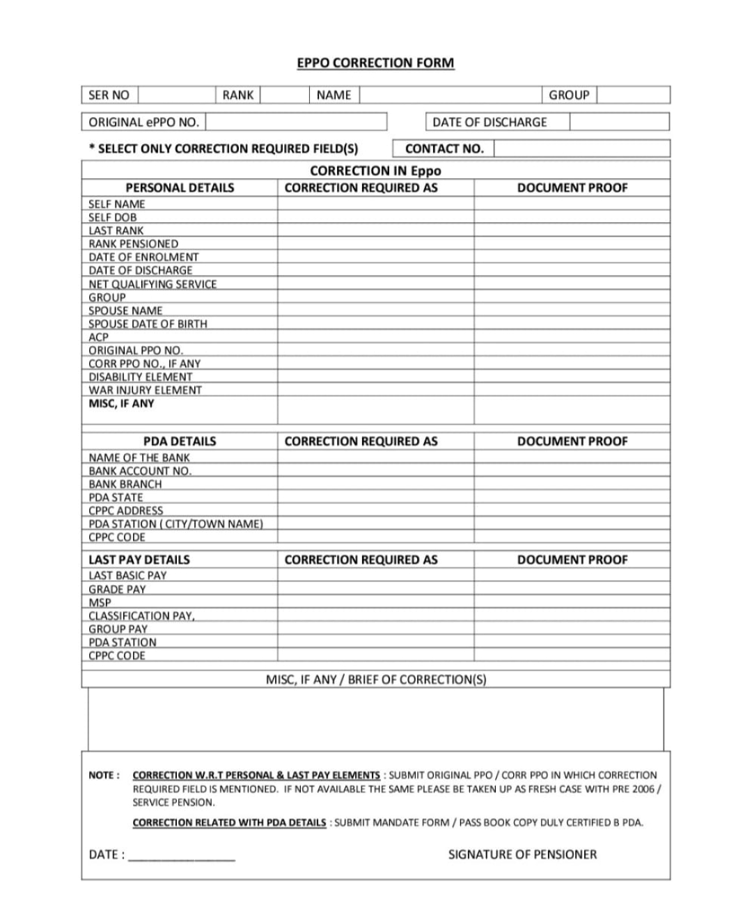 Change the name in e-ppo: Form attached – VOICE OF EX-SERVICEMEN ...